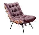 Ver imagem 3 de Poltrona Costela com Puff Base Fixa para Sala, Quarto - Veludo Roxo