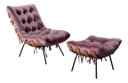 Ver imagem 1 de Poltrona Costela com Puff Base Fixa para Sala, Quarto - Veludo Roxo