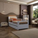 Ver imagem 2 de Bicama Solteiro Infantil Reversível LED com Rattan Grade em Palito Wave Casatema MadeiraOriginals Branco