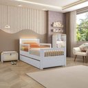 Ver imagem 1 de Bicama Solteiro Infantil Reversível LED com Rattan Grade em Palito Wave Casatema MadeiraOriginals Branco