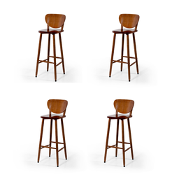 Conjunto 4 Banquetas Altas Bistrô de Madeira Lisboa:imbuia - 1