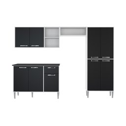 Cozinha Completa Compacta xangai Plus Multimóveis Branco/Preto - 2