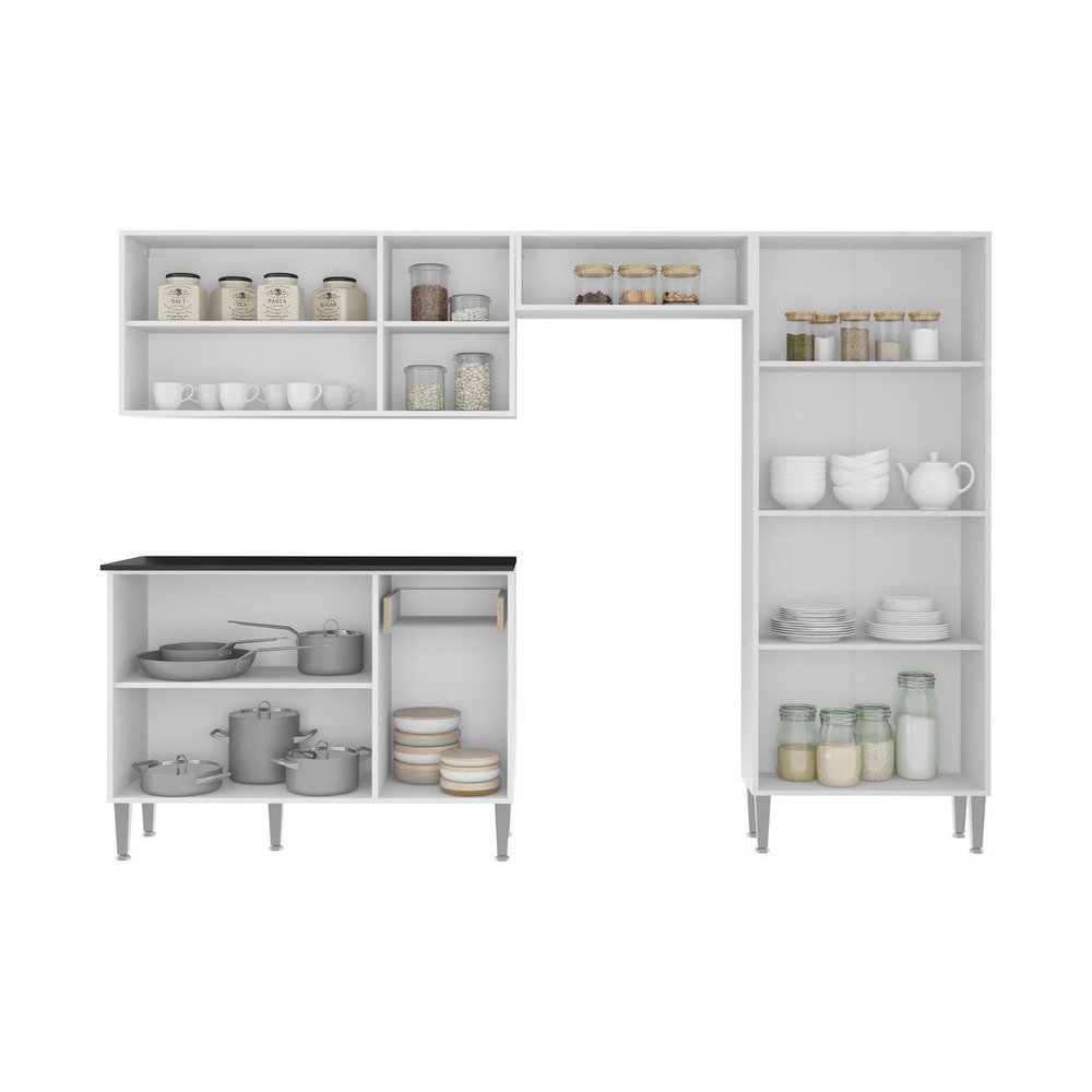 Cozinha Completa Compacta xangai Plus Multimóveis Branco/Preto - 5
