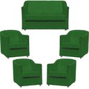 Ver imagem 1 de Kit Namoradeira Decorativa + 4 Poltronas para Sala Manicure Recepção Consultório Mila Suede