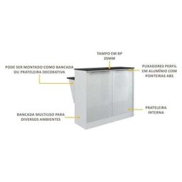 Bancada Balcão / Divisor de Ambientes Multifuncional Multimóveis Mariah Branca - 2