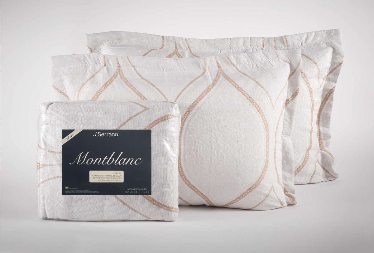 Kit Colcha Montblanc Orvalho 03 Creme Cotton Casal Queen