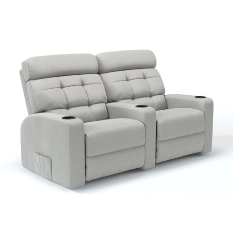 Sofá 2 Lugares Reclinável Elétrico Massageador em Linho Cor Cinza Linha Cinema