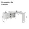 Escrivaninha em L Mesa para Computador Gamer 3 Gavetas Branco Lisboa Madesa - 5