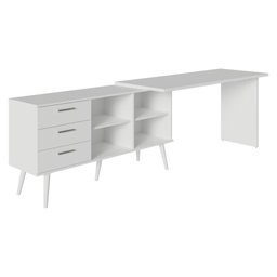 Escrivaninha em L Mesa para Computador Gamer 3 Gavetas Branco Lisboa Madesa - 10