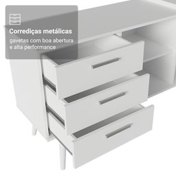 Escrivaninha em L Mesa para Computador Gamer 3 Gavetas Branco Lisboa Madesa - 7