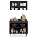 Ver imagem 4 de Armário de Cozinha com Tampo Cp01 100cm Pérola Preto Z34 - Mpozenato