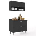Ver imagem 1 de Armário de Cozinha com Tampo Cp01 100cm Pérola Preto Z34 - Mpozenato