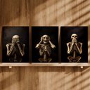 Ver imagem 3 de Kit3 Quadro Decorativo Caveira Esqueleto Dark Moderno Gótico 28x20cm
