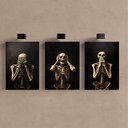 Ver imagem 1 de Kit3 Quadro Decorativo Caveira Esqueleto Dark Moderno Gótico 28x20cm