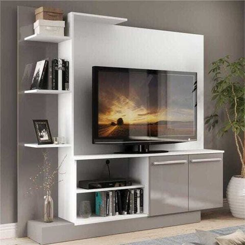 Home Theater Denver para Tv Ate 55" Branco Acet Tx com Lacca Fume Brilho
