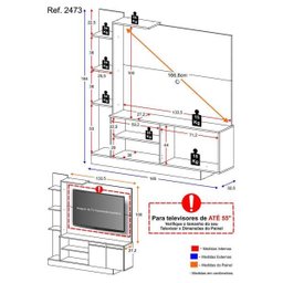 Home Theater Denver para Tv Ate 55" Preto Acet Tx com Lacca Fume Brilho - 4