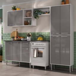 Cozinha Completa Compacta xangai Plus Multimóveis Branco/Fumê - 1
