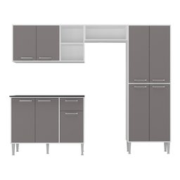 Cozinha Completa Compacta xangai Plus Multimóveis Branco/Fumê - 5