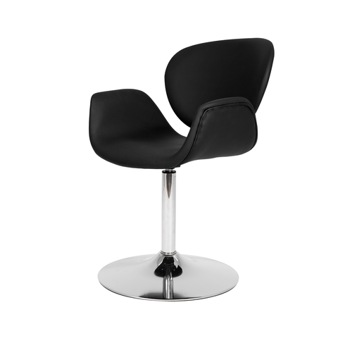 Cadeira Tulipa Comfort Giratória Estofada Base Cromada Preta