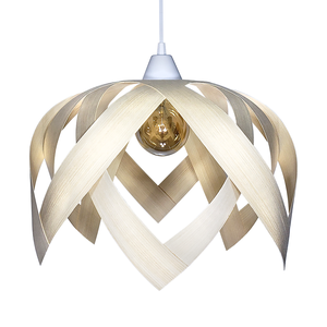 Luminária Lustre Pendente E27 Madeira Teto Sala Quarto Cozinha Lúpulo G Marfim