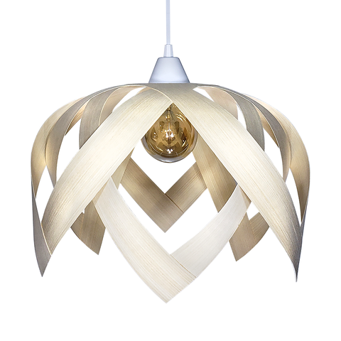 Luminária Lustre Pendente E27 Madeira Teto Sala Quarto Cozinha Lúpulo G Marfim