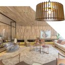 Ver imagem 2 de Lustre Luminária Pendente de Madeira MDF Mod. Paris GD Reto