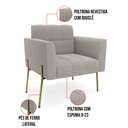 Ver imagem 4 de Namoradeira e 2 Poltronas Pé de Ferro Dourado Elisa Bouclê Cinza D03 - D'Rossi