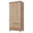 Ver imagem 2 de Guarda Roupa Solteiro Wind e Armário Multiuso Viena Nogal Vanilla Touch - Demóbile