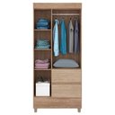 Ver imagem 3 de Guarda Roupa Solteiro Wind e Armário Multiuso Viena Nogal Vanilla Touch - Demóbile