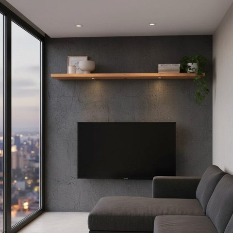Prateleira Decorativa com Luzes LED e Suporte Invisível 1,80m Móvel na Caixa