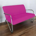 Ver imagem 3 de Kit Namoradeira + Poltrona Decorativa Bela Couro Pink Braço Cromado