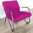 Ver imagem 6 de Kit Namoradeira + Poltrona Decorativa Bela Couro Pink Braço Cromado