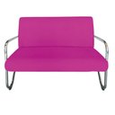 Ver imagem 2 de Kit Namoradeira + Poltrona Decorativa Bela Couro Pink Braço Cromado