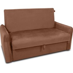 Sofá Cama para Sala de Estar Zaia com Baú Veludo Matrix - Cobre - 3