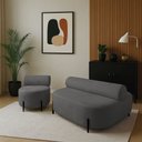Ver imagem 1 de Sofá Sala Ilha Orgânico e 1 Poltrona 125cm Éden Pé Aço Preto Bouclê Grafite E03 - D’Rossi