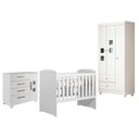 Ver imagem 1 de Guarda Roupa Life com Cômoda Fly e Berço Americano Carinho Branco Acetinado - Tigus