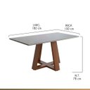 Ver imagem 3 de Mesa de Jantar Retangular para 6 Cadeiras 180x100cm Liandra Tampo Vidro Off White CCS