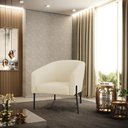 Ver imagem 2 de Poltrona Decorativa Pé de Ferro Preto Kit 2 Stella Cotelê Ext/veludo Off White D03 - D’Rossi