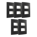Ver imagem 1 de Kit 5 Placa 4x2 2 Postos Grafite com Suporte Sleek Margirius Cor:grafite