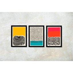 Quadros Decorativos para Sala Moderno Abstrato Colorido Figura Geométrica - Kit 3 Unidades - 2