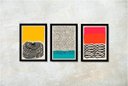 Ver imagem 2 de Quadros Decorativos para Sala Moderno Abstrato Colorido Figura Geométrica - Kit 3 Unidades