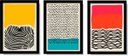 Ver imagem 1 de Quadros Decorativos para Sala Moderno Abstrato Colorido Figura Geométrica - Kit 3 Unidades