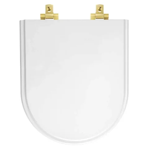Tampa de Vaso Laqueado Com Amortecedor Link/LK Branco para Bacia Deca com Ferragem Dourada