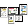 Kit 5 Quadros Decorativos Ambientes Alegres Modernos Com Frases Motivacionais Coragem Felicidade - 1