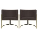 Ver imagem 1 de Kit 2 Poltronas Decorativa Recepção Luna Suede Cores Base de Ferro Champagne Marrom Suede