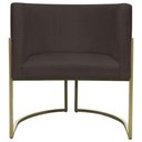 Ver imagem 4 de Kit 2 Poltronas Decorativa Recepção Luna Suede Cores Base de Ferro Champagne Marrom Suede