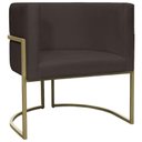 Ver imagem 3 de Kit 2 Poltronas Decorativa Recepção Luna Suede Cores Base de Ferro Champagne Marrom Suede