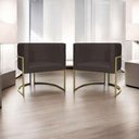 Ver imagem 7 de Kit 2 Poltronas Decorativa Recepção Luna Suede Cores Base de Ferro Champagne Marrom Suede
