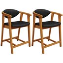 Ver imagem 1 de Kit 02 Banquetas Baixa para Cozinha Sala Jantar Bancada Cecília L02 Couríssimo Preto - Lyam Decor