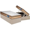 Ver imagem 1 de Cama Box Baú Solteiro: Colchão Ortopédico Plumatex D45 Selectus + Base Crc Suede Clean (88x188)